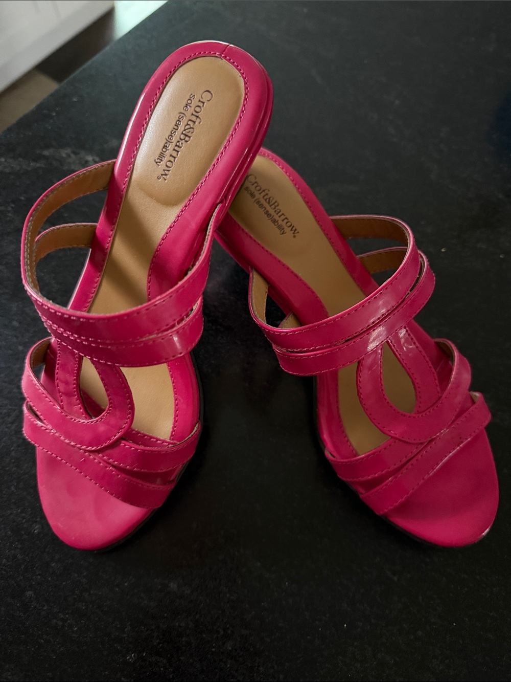 croft & barrow Hot Pink Strappy Slide Heels